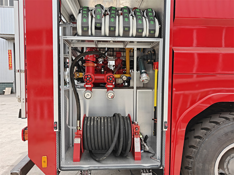 HOWO fire truck rear pump room right view