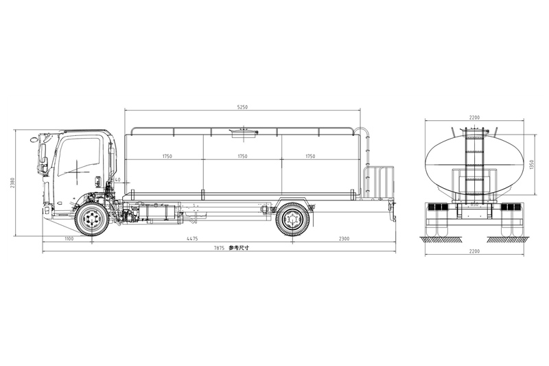 SS316 material 12000L potable water truck drawing