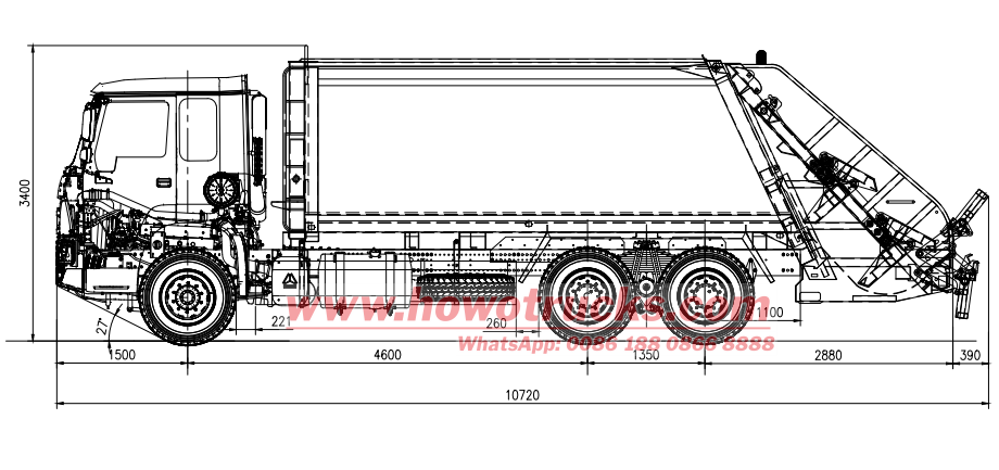HOWO 6X4 20CBM garbage compactor truck