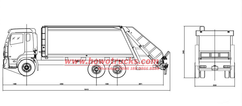 HOWO 6&times;4 garbage compactor drawing